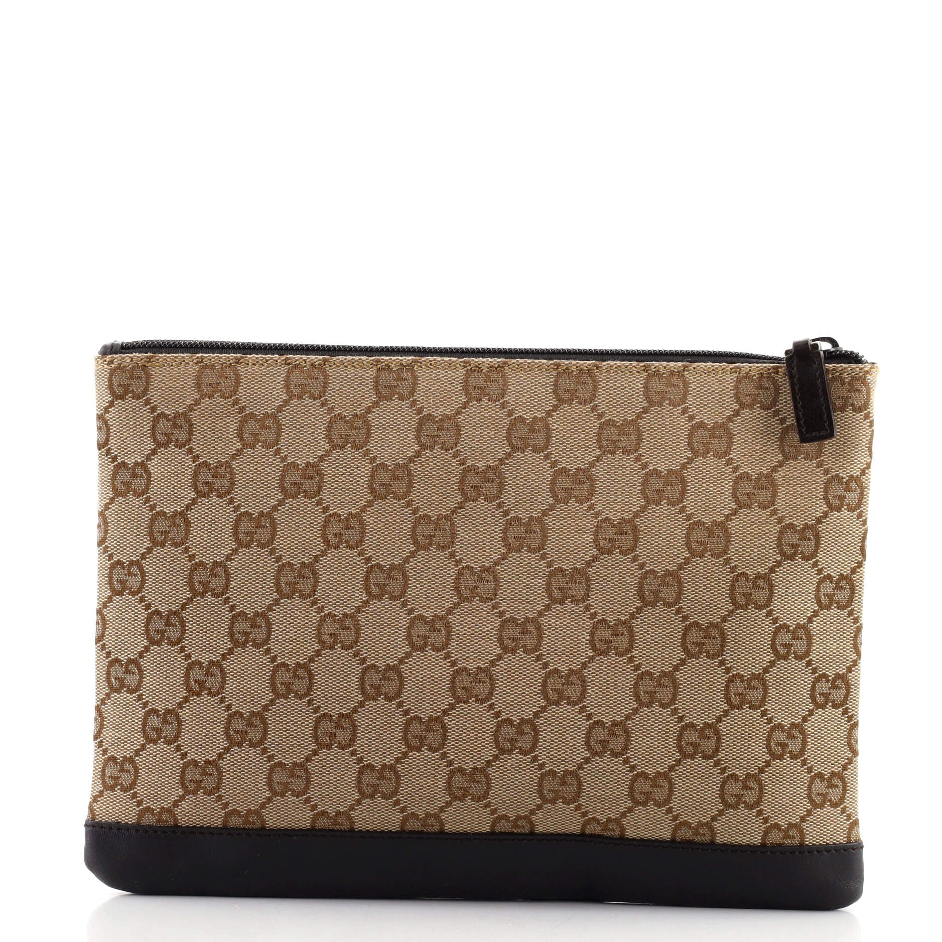 Vintage Zip Clutch GG Canvas with Leather Small