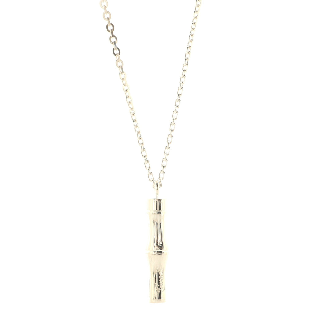 Bamboo Drop Pendant Necklace Sterling Silver