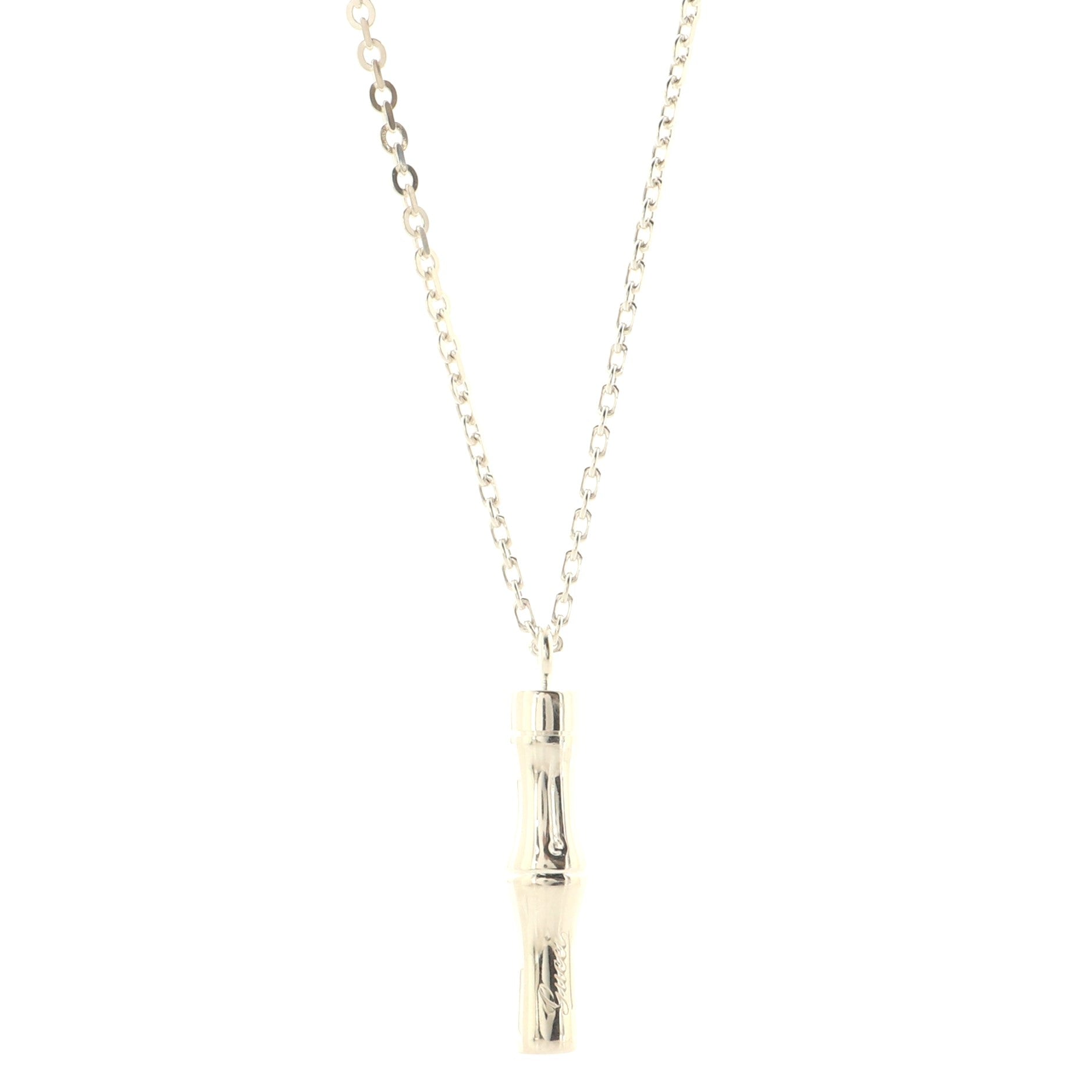 Bamboo Drop Pendant Necklace Sterling Silver