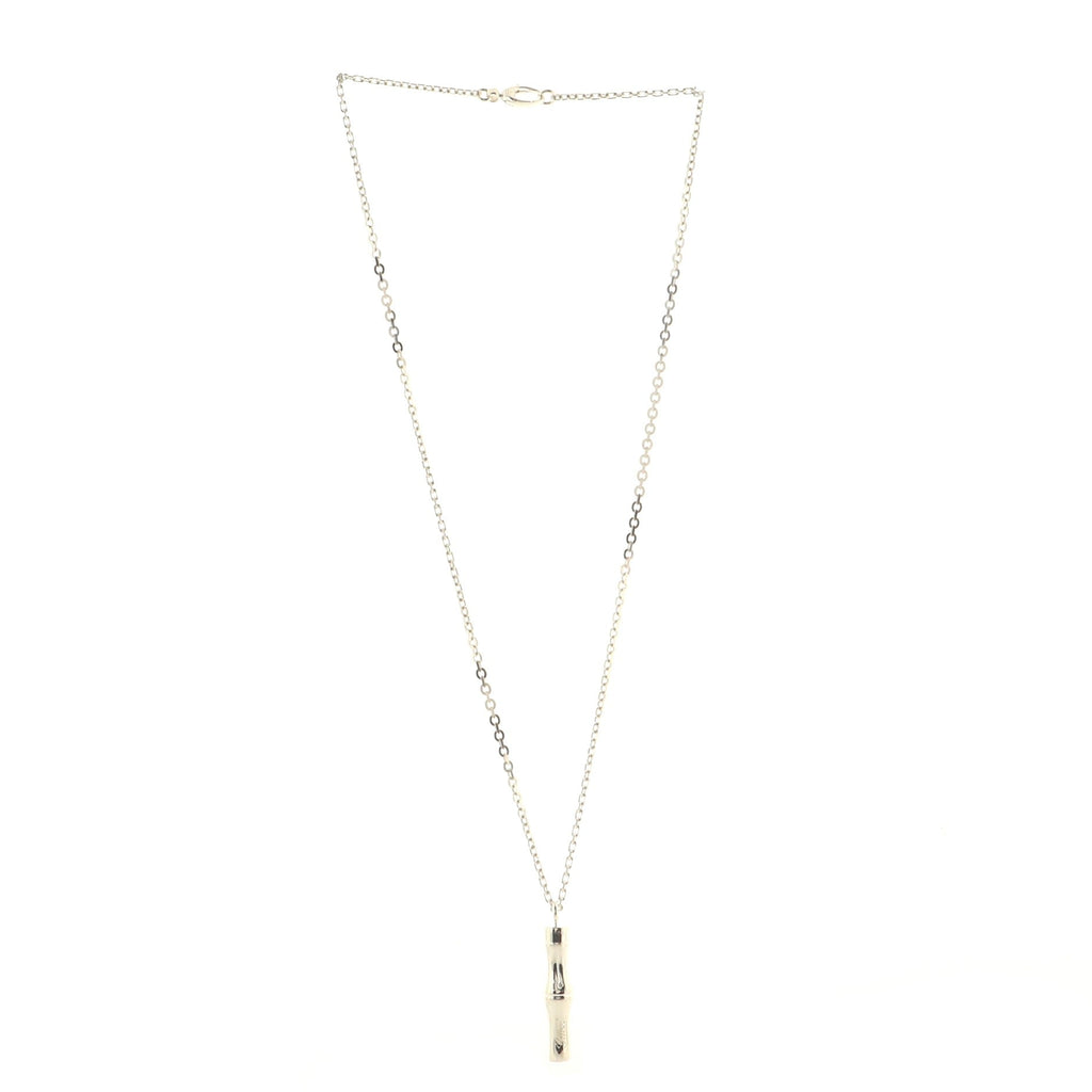 Bamboo Drop Pendant Necklace Sterling Silver