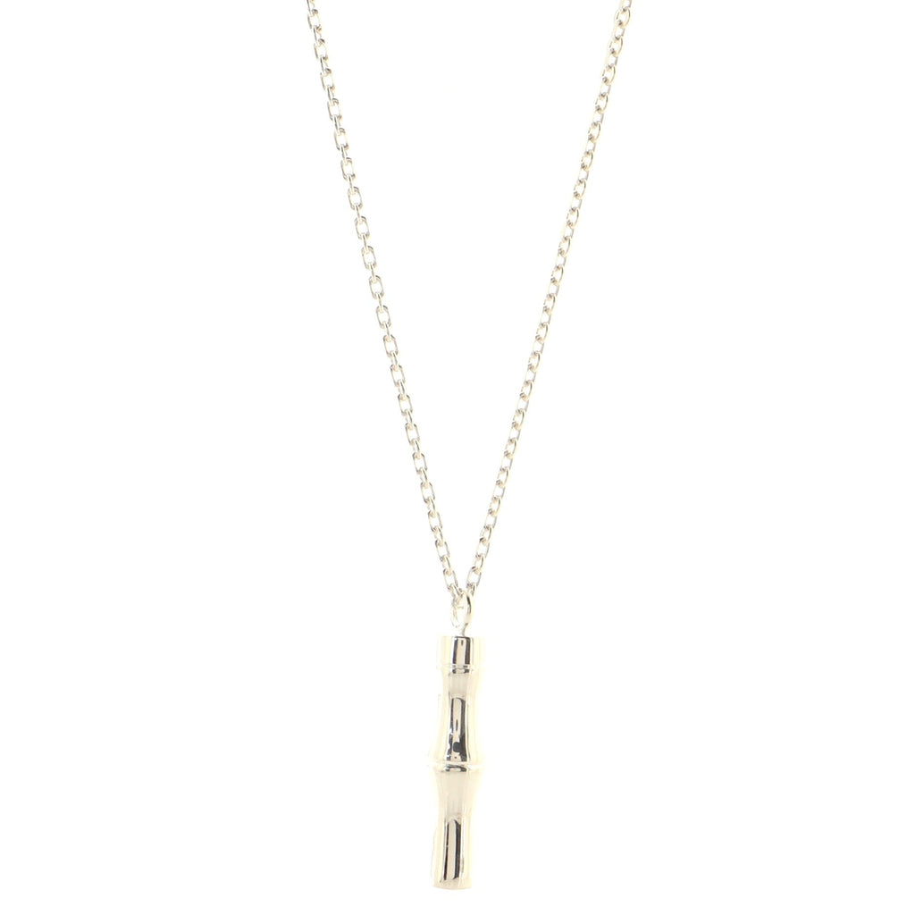 Bamboo Drop Pendant Necklace Sterling Silver