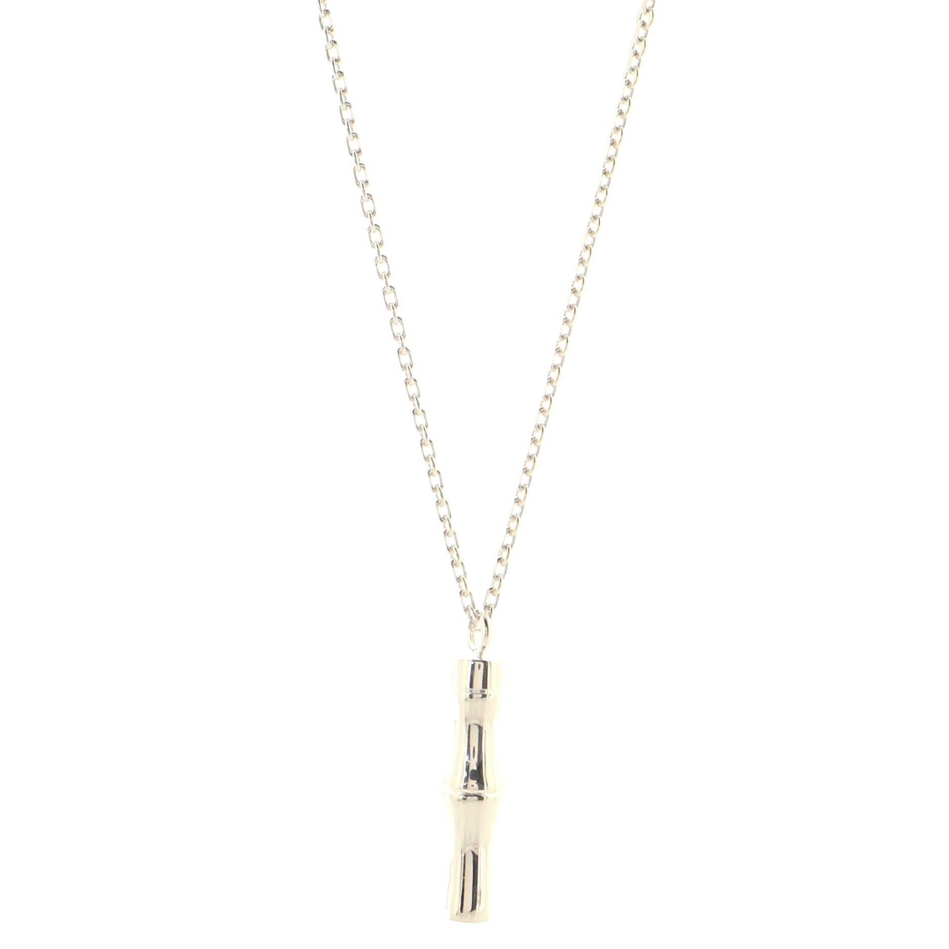 Bamboo Drop Pendant Necklace Sterling Silver