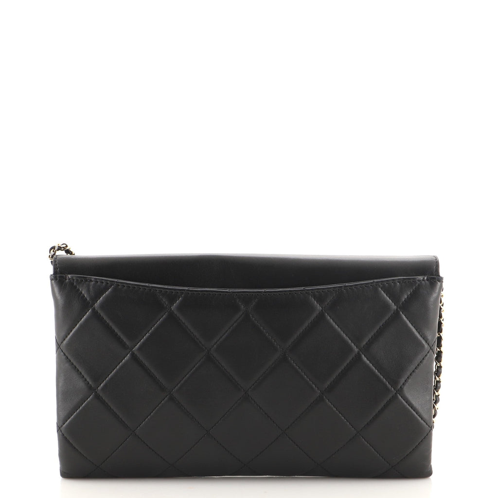 Retro Label Chain Clutch Quilted Lambskin