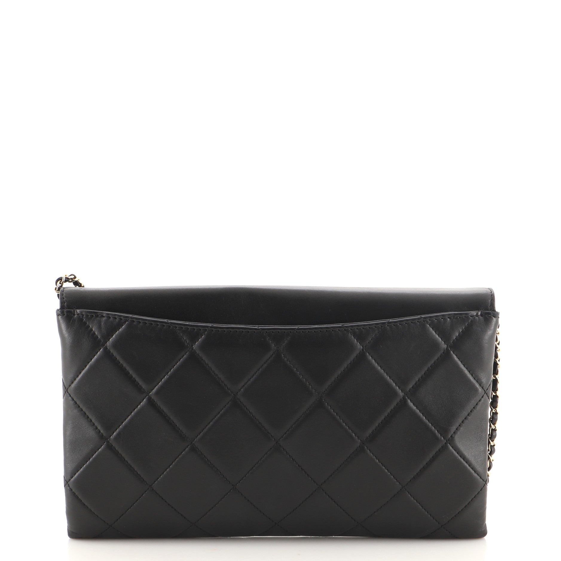 Retro Label Chain Clutch Quilted Lambskin