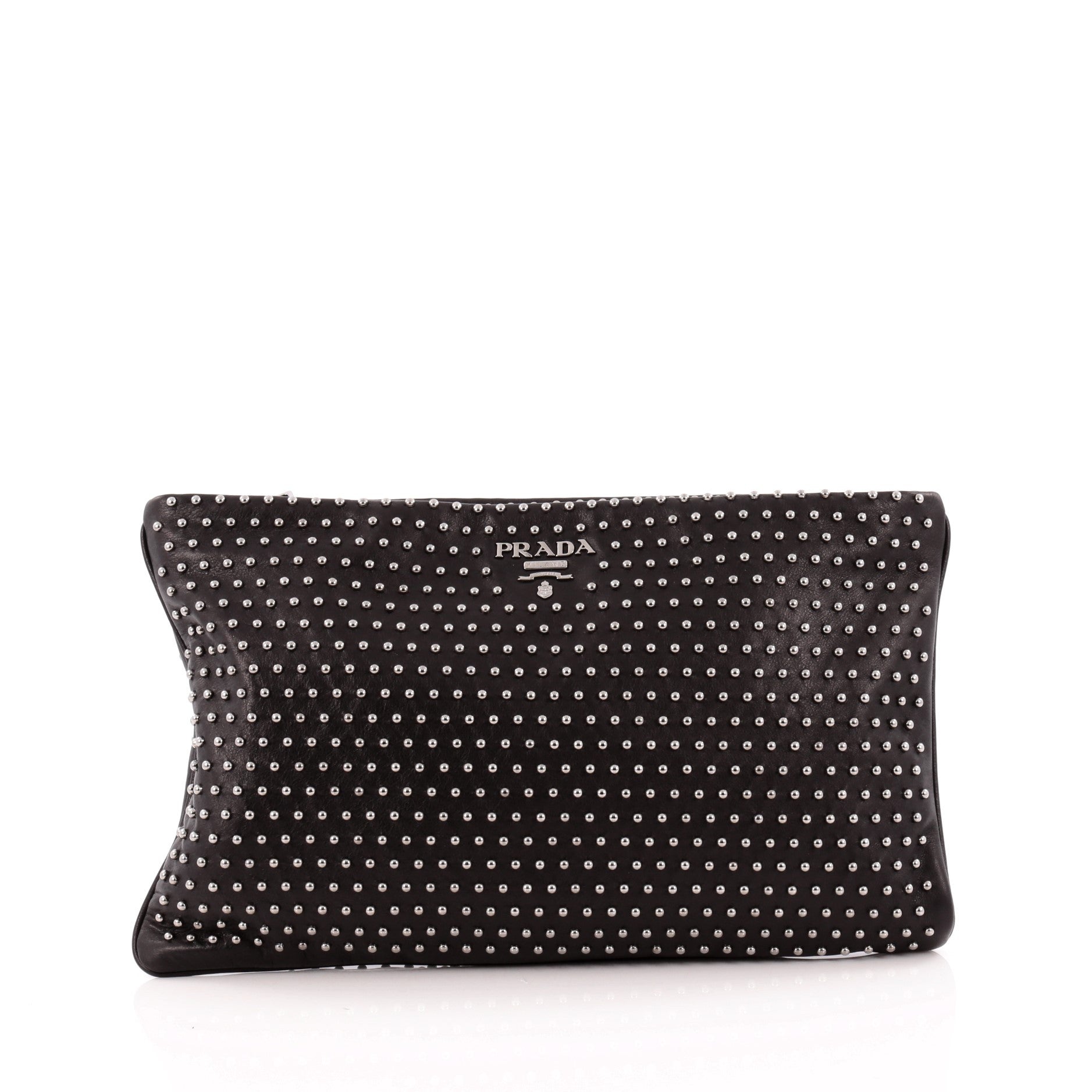 Hand Strap Clutch Studded Soft Calf Large
