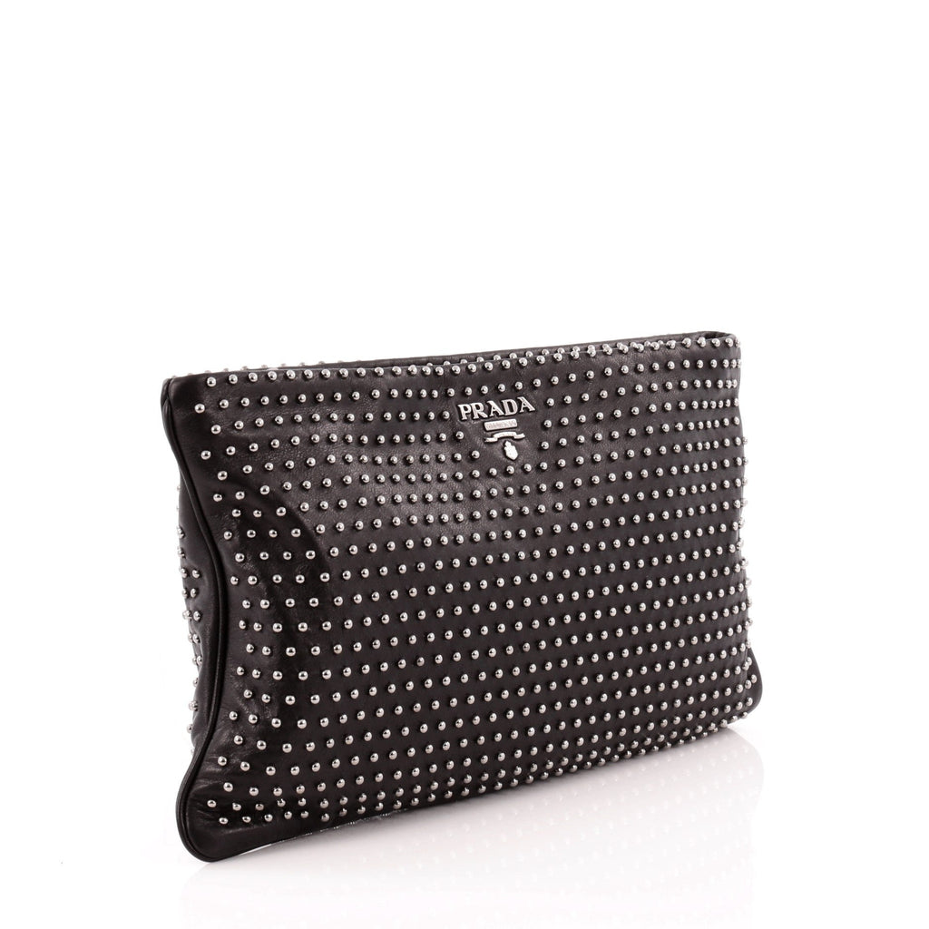Hand Strap Clutch Studded Soft Calf Large