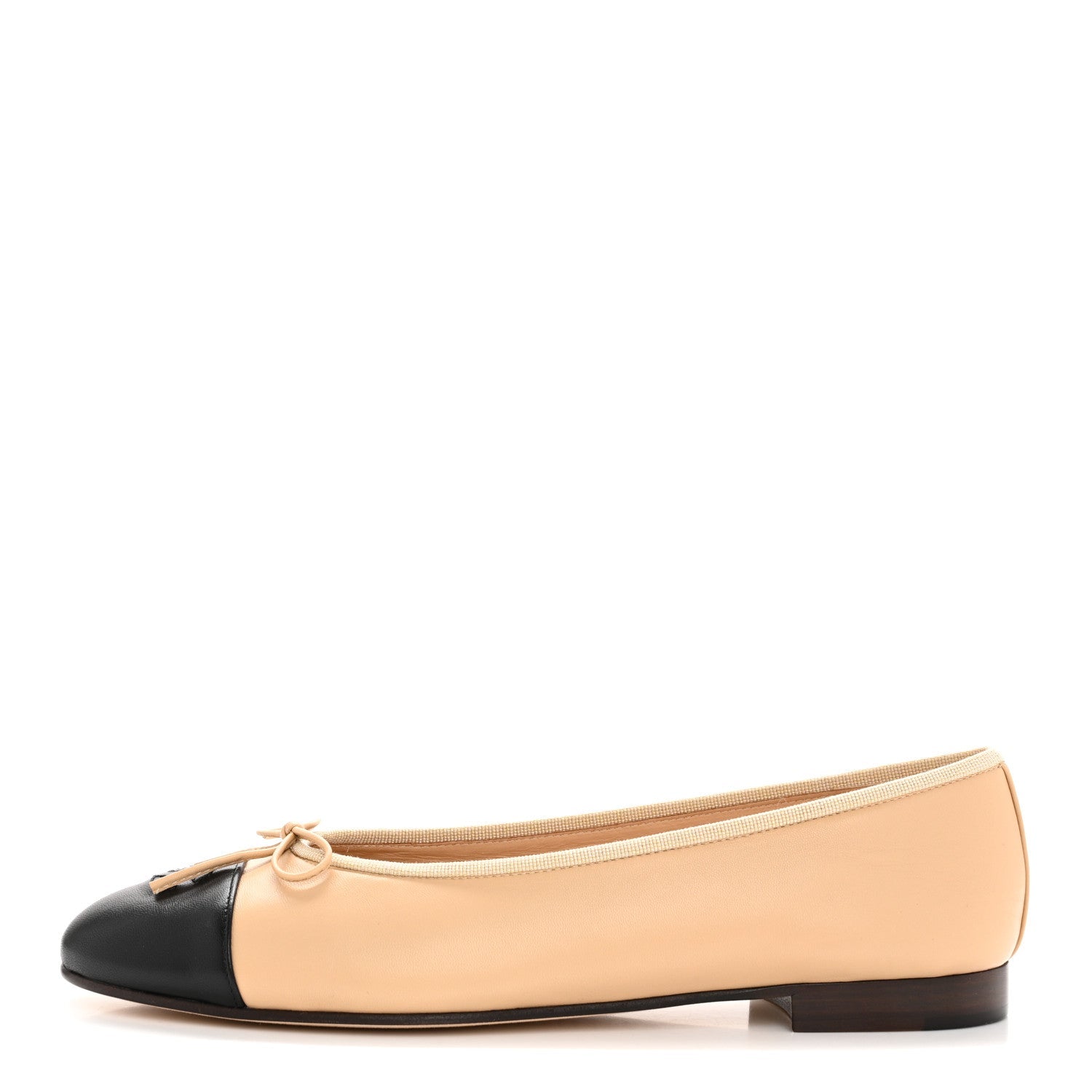Lambskin Cap Toe CC Ballerina Flats 40.5 Beige Black