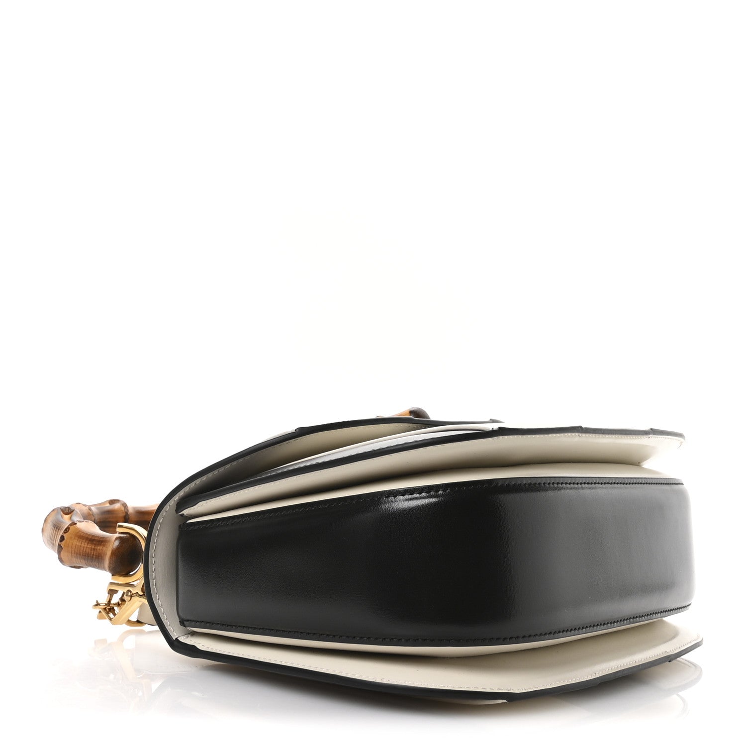 Boarded Dyana Lux Calfskin Web Monochrome Medium Bamboo 1947 Top Handle Bag Black White