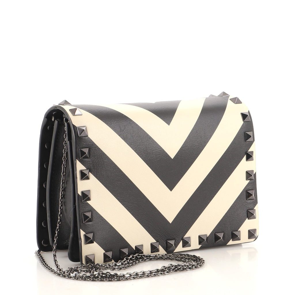 Rockstud Pouch Crossbody Bag Striped Leather Mini