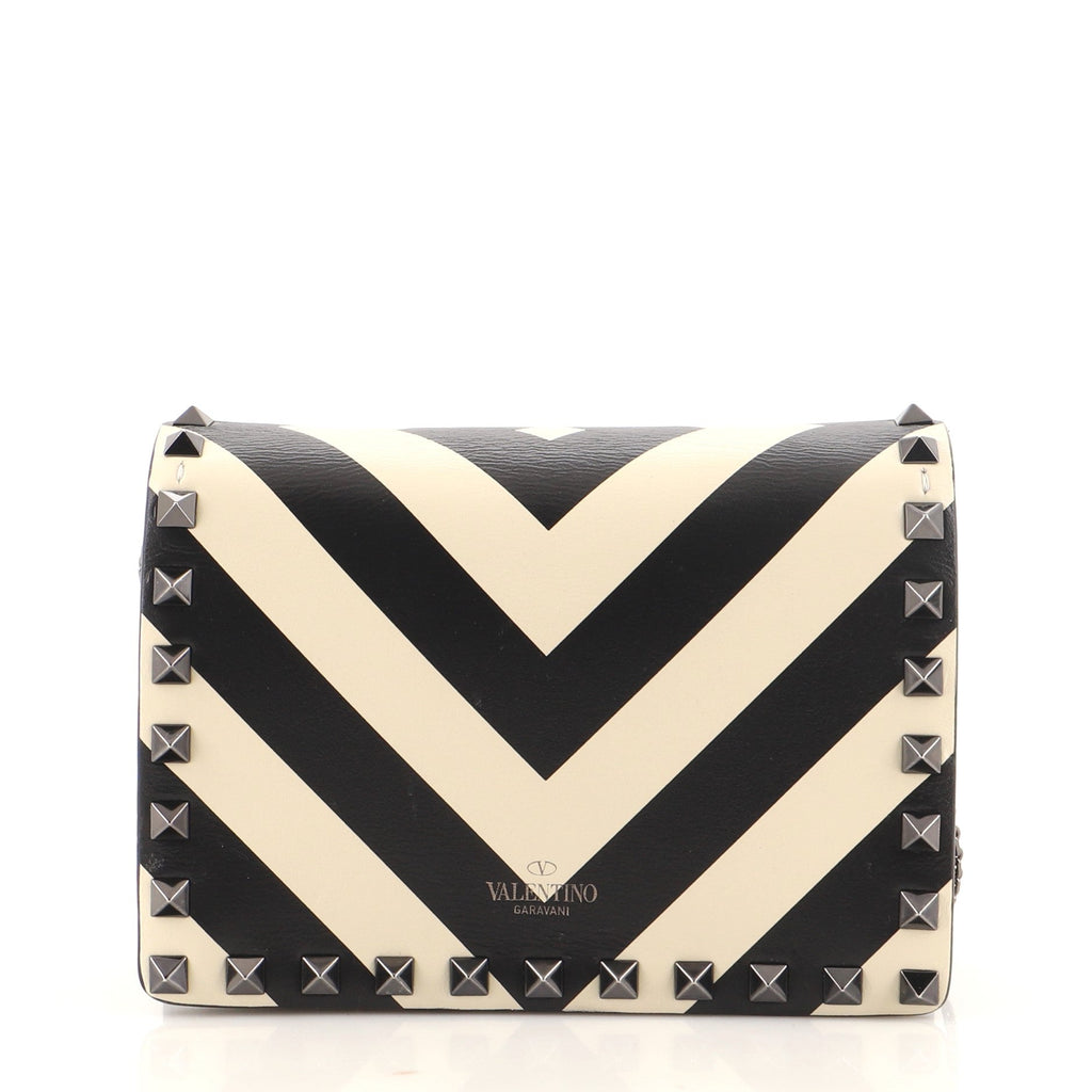 Rockstud Pouch Crossbody Bag Striped Leather Mini