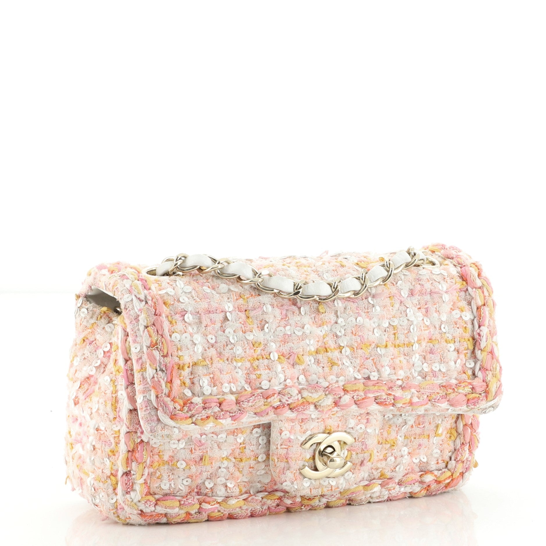 Classic Single Flap Bag Braided Quilted Tweed Mini