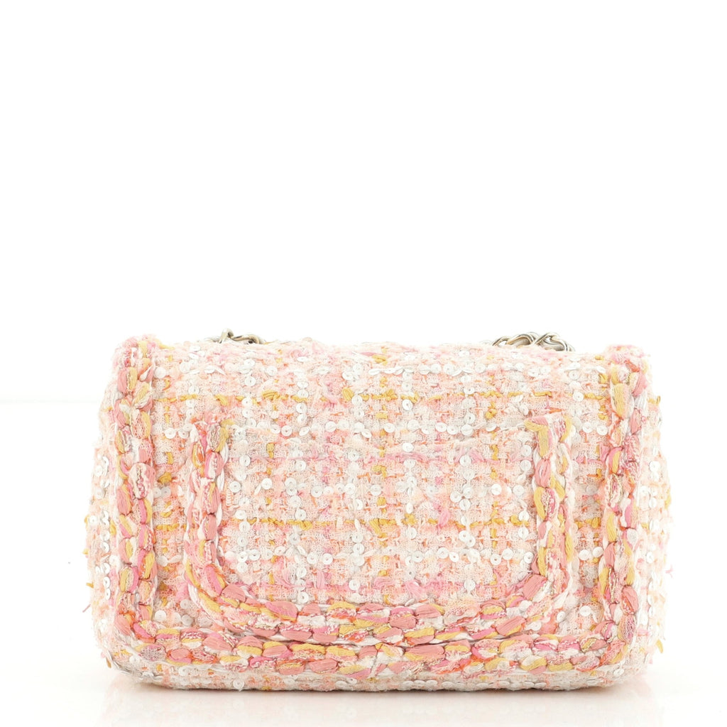 Classic Single Flap Bag Braided Quilted Tweed Mini