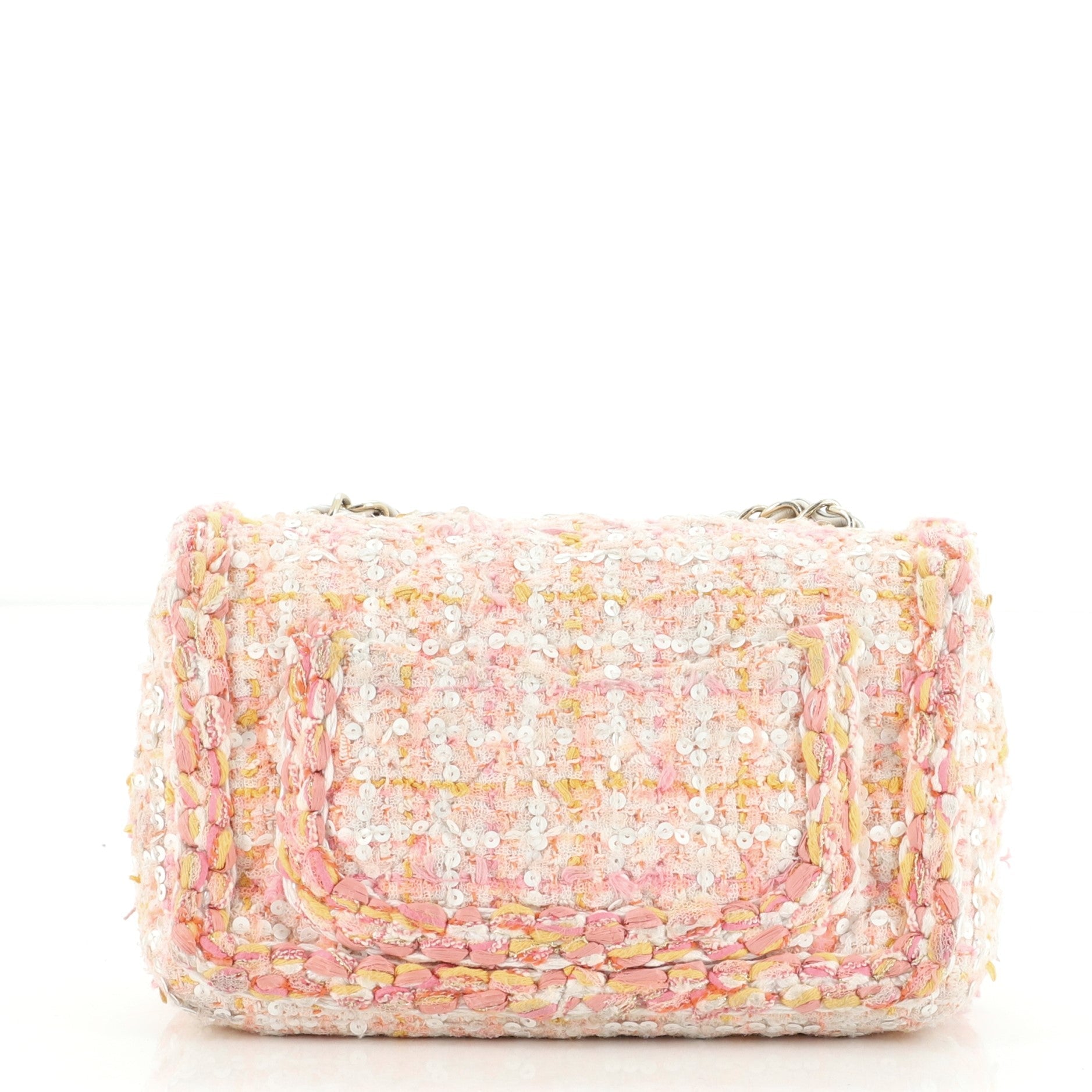 Classic Single Flap Bag Braided Quilted Tweed Mini