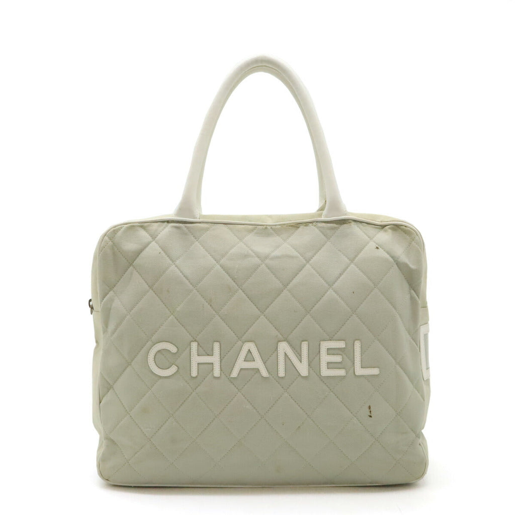Chanel Canvas Leather Matelasse Sports Line Handbag Mini Boston Bag