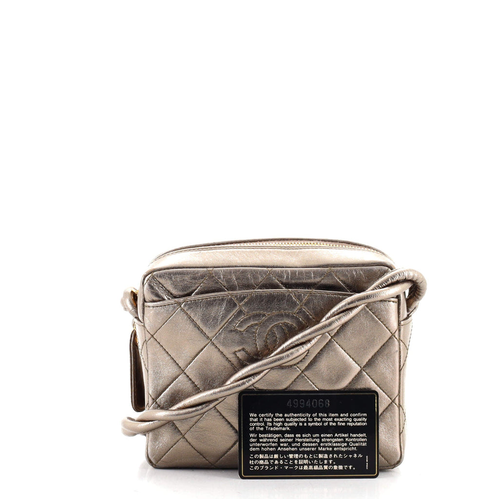 Vintage Twisted CC Camera Shoulder Bag Quilted Metallic Lambskin Mini