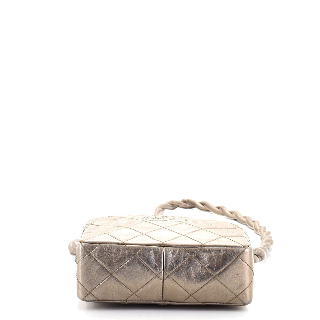Vintage Twisted CC Camera Shoulder Bag Quilted Metallic Lambskin Mini
