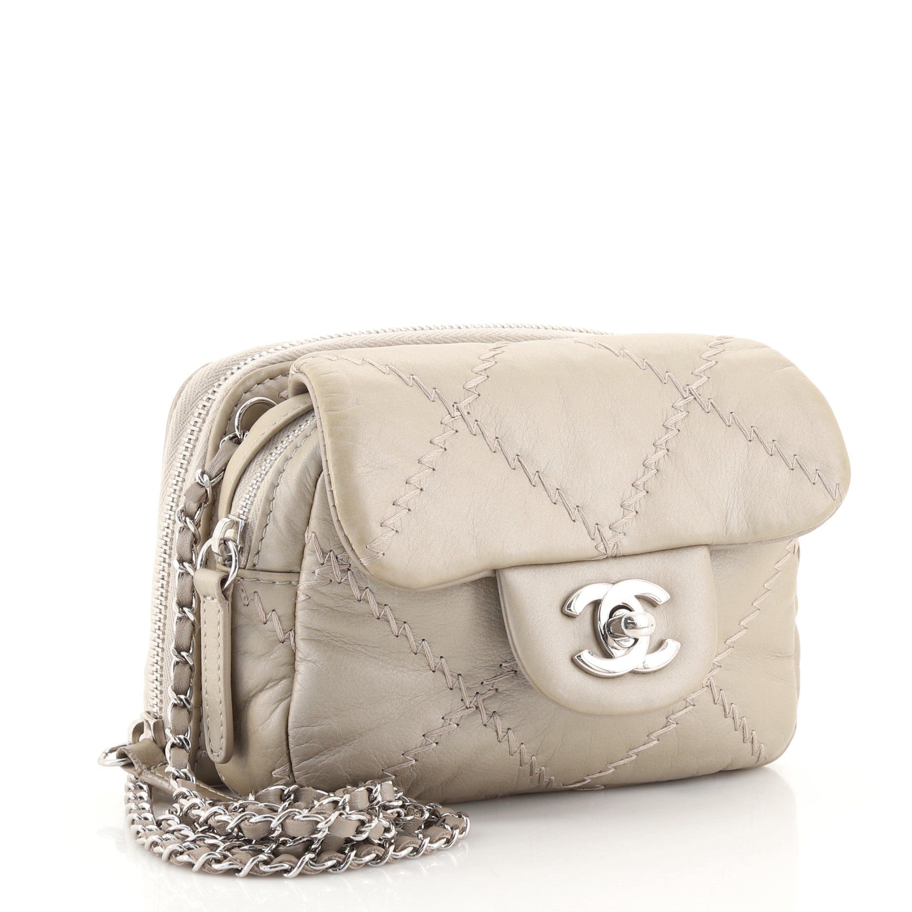 Ultimate Stitch Wallet on Chain Flap Quilted Lambskin Mini