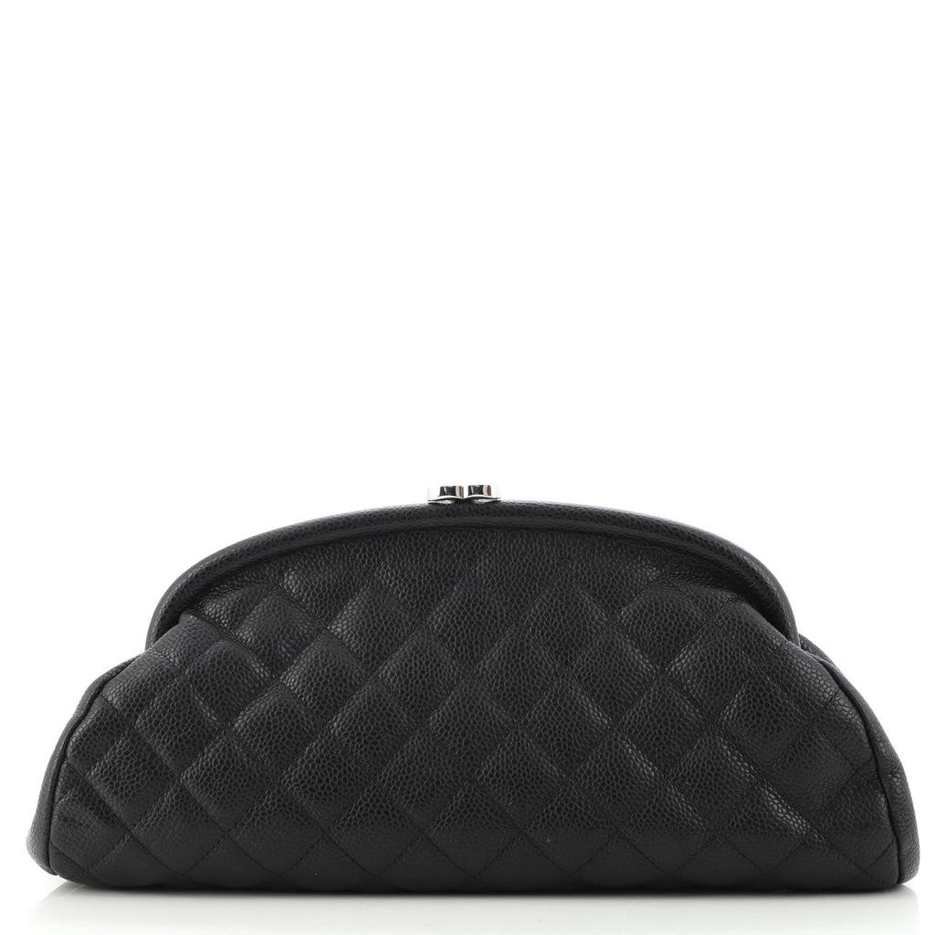 Timeless Clutch Quilted Caviar