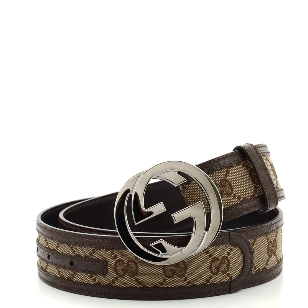 Interlocking G Belt GG Canvas with Leather Wide 95