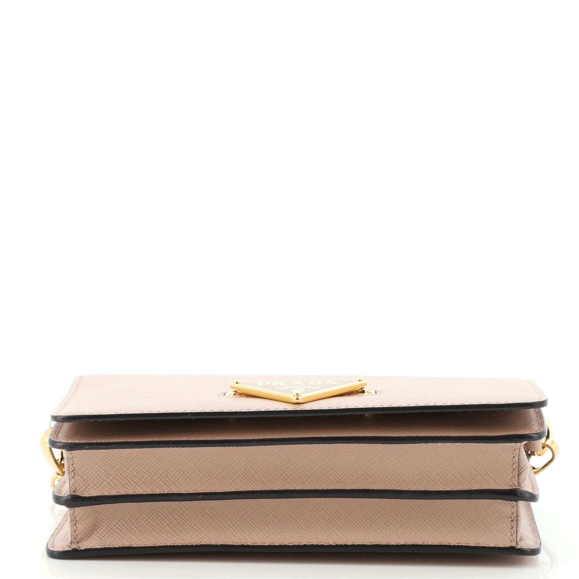Flip Lock Wallet on Chain Clutch Saffiano Leather Small