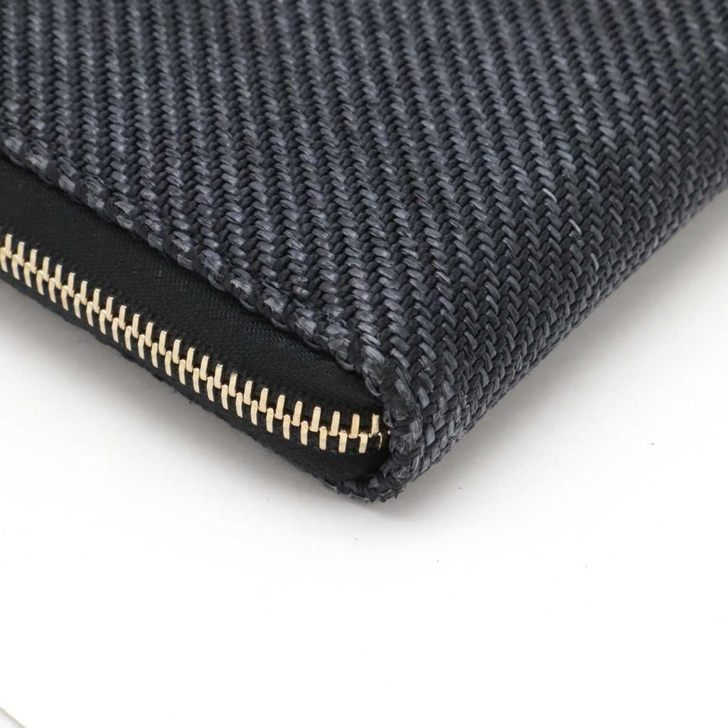 Chanel Deauville Line Straw Canvas Leather Long Wallet A80056