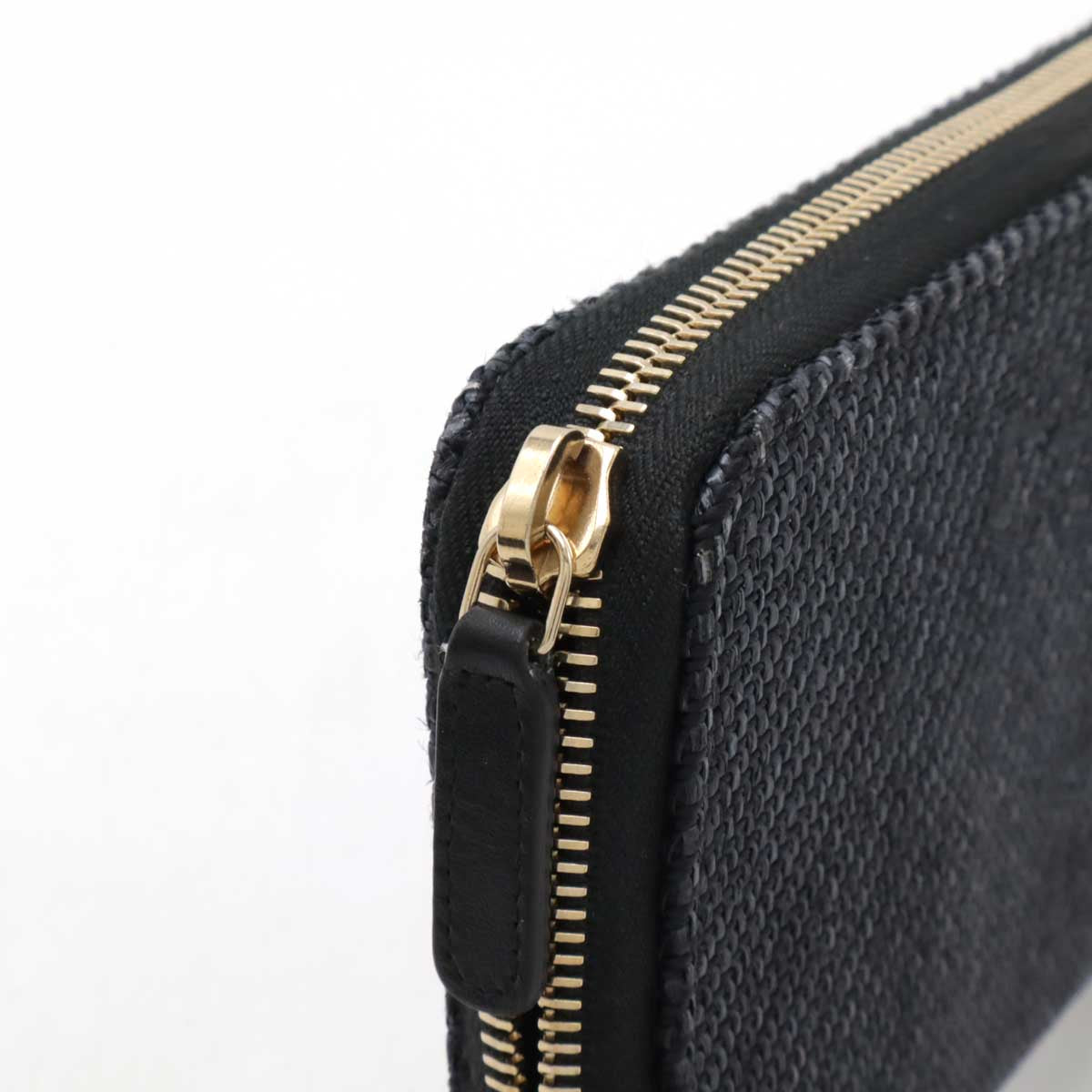 Chanel Deauville Line Straw Canvas Leather Long Wallet A80056