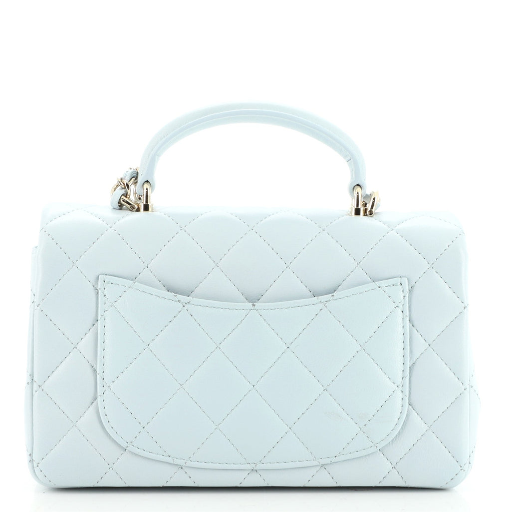 Classic Single Flap Top Handle Bag Quilted Lambskin Mini