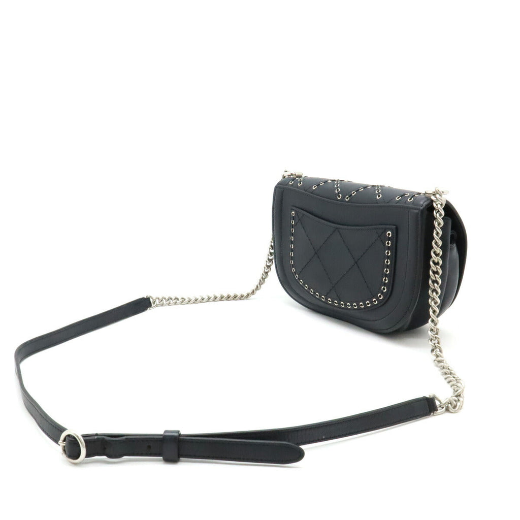 Chanel Leather Coco Eyelet Coco Mark Round Mini Chain Shoulder Bag A69993