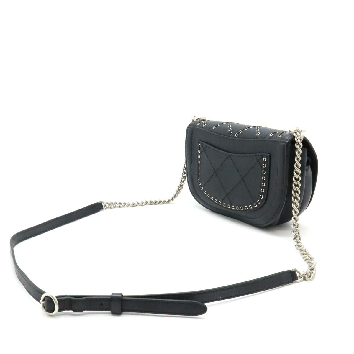 Chanel Leather Coco Eyelet Coco Mark Round Mini Chain Shoulder Bag A69993