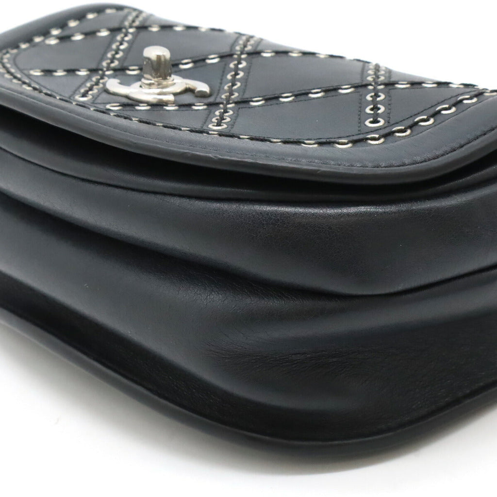 Chanel Leather Coco Eyelet Coco Mark Round Mini Chain Shoulder Bag A69993