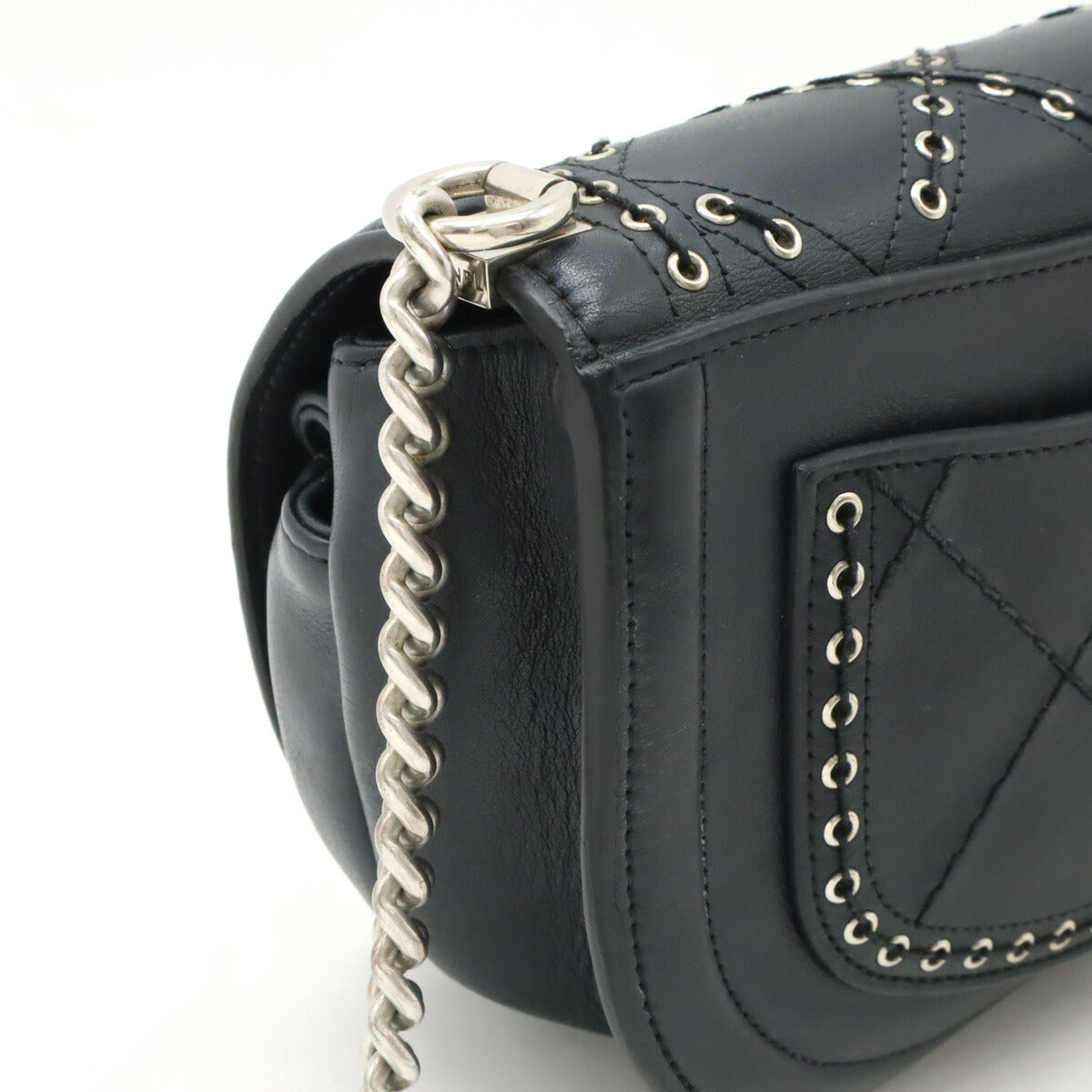 Chanel Leather Coco Eyelet Coco Mark Round Mini Chain Shoulder Bag A69993