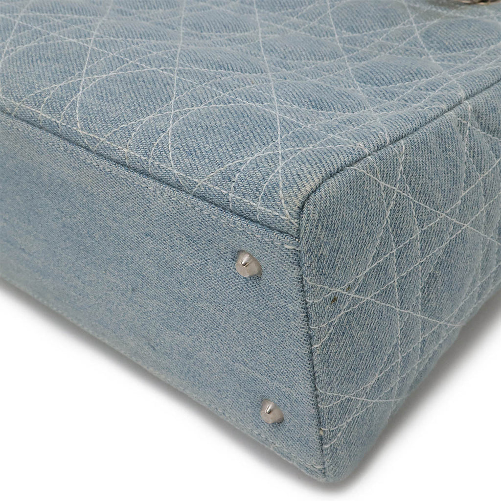 Christian Dior Denim Lady Dior 2way Bag Light Blue