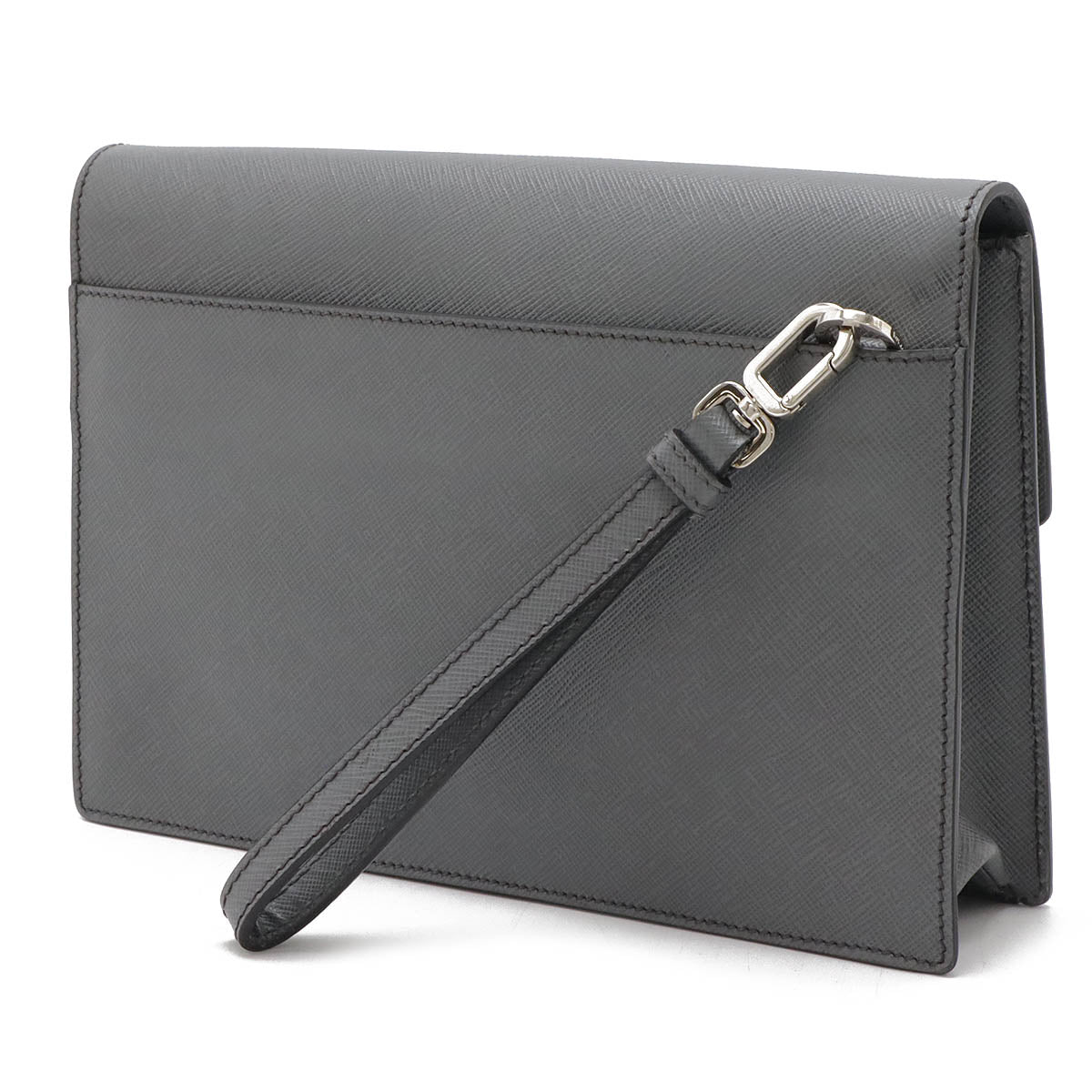 Prada Saffiano Clutch Bag 2way Bag Leather Grey