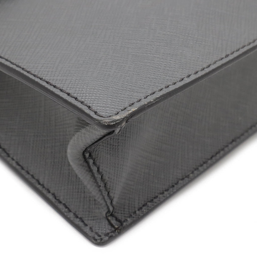 Prada Saffiano Clutch Bag 2way Bag Leather Grey