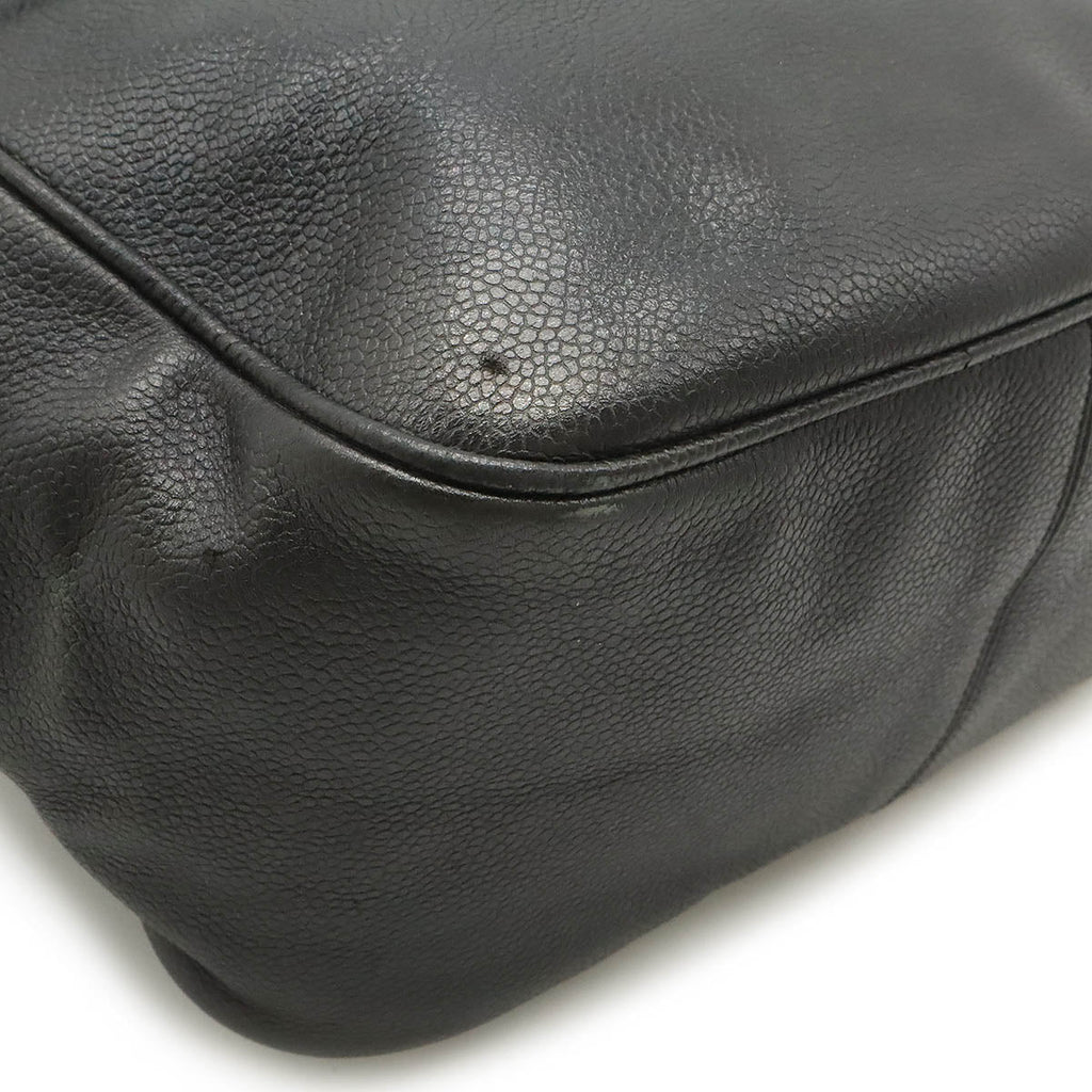 Chanel Caviar Skin Coco Ball Coco Mark Drawstring Backpack Leather Black