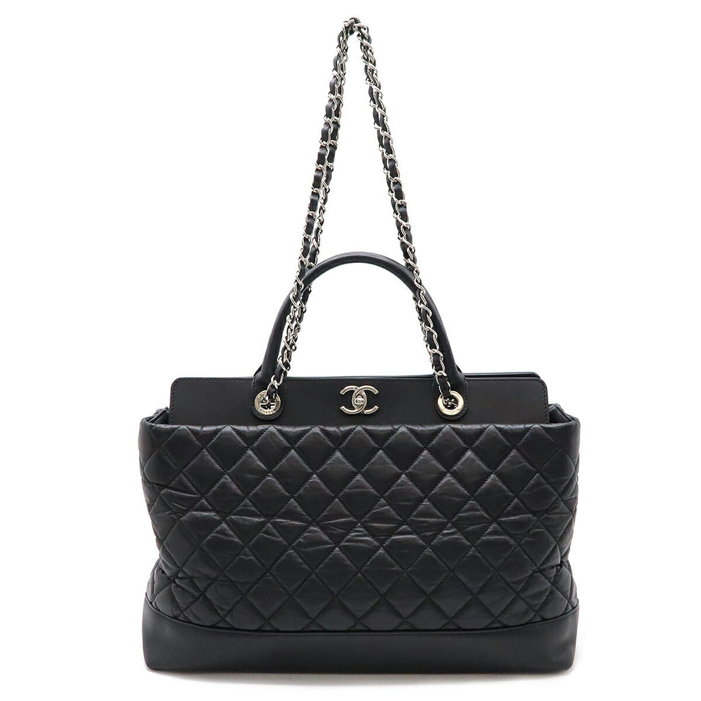 Chanel Leather Portobello Matelasse 2way Bag Black