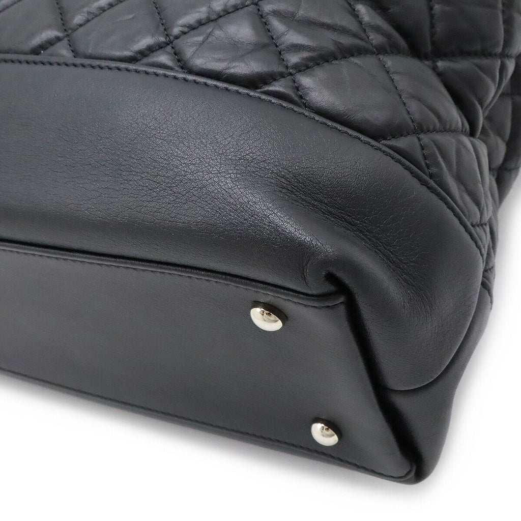 Chanel Leather Portobello Matelasse 2way Bag Black
