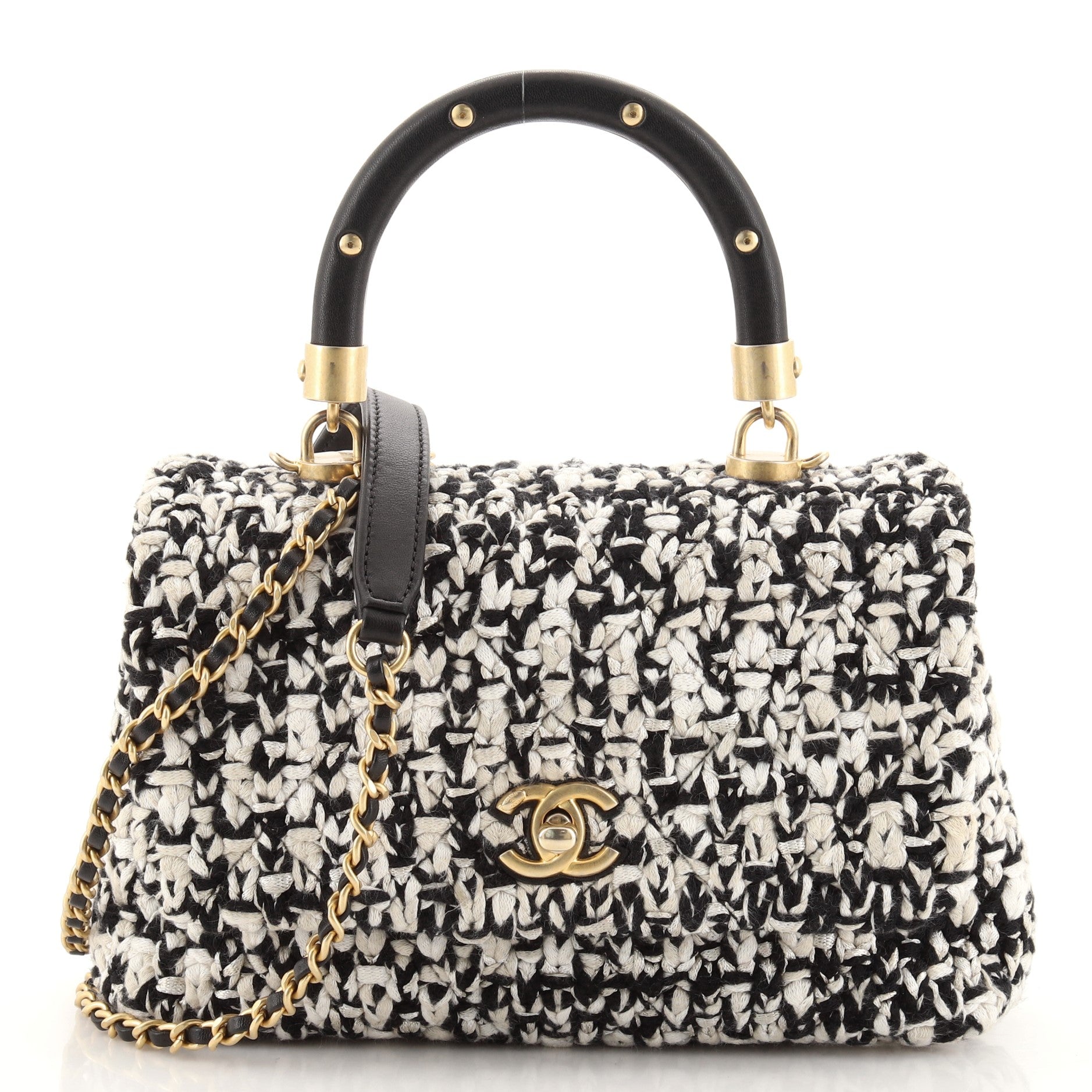 Coco Top Handle Bag Crochet with Lambskin Mini