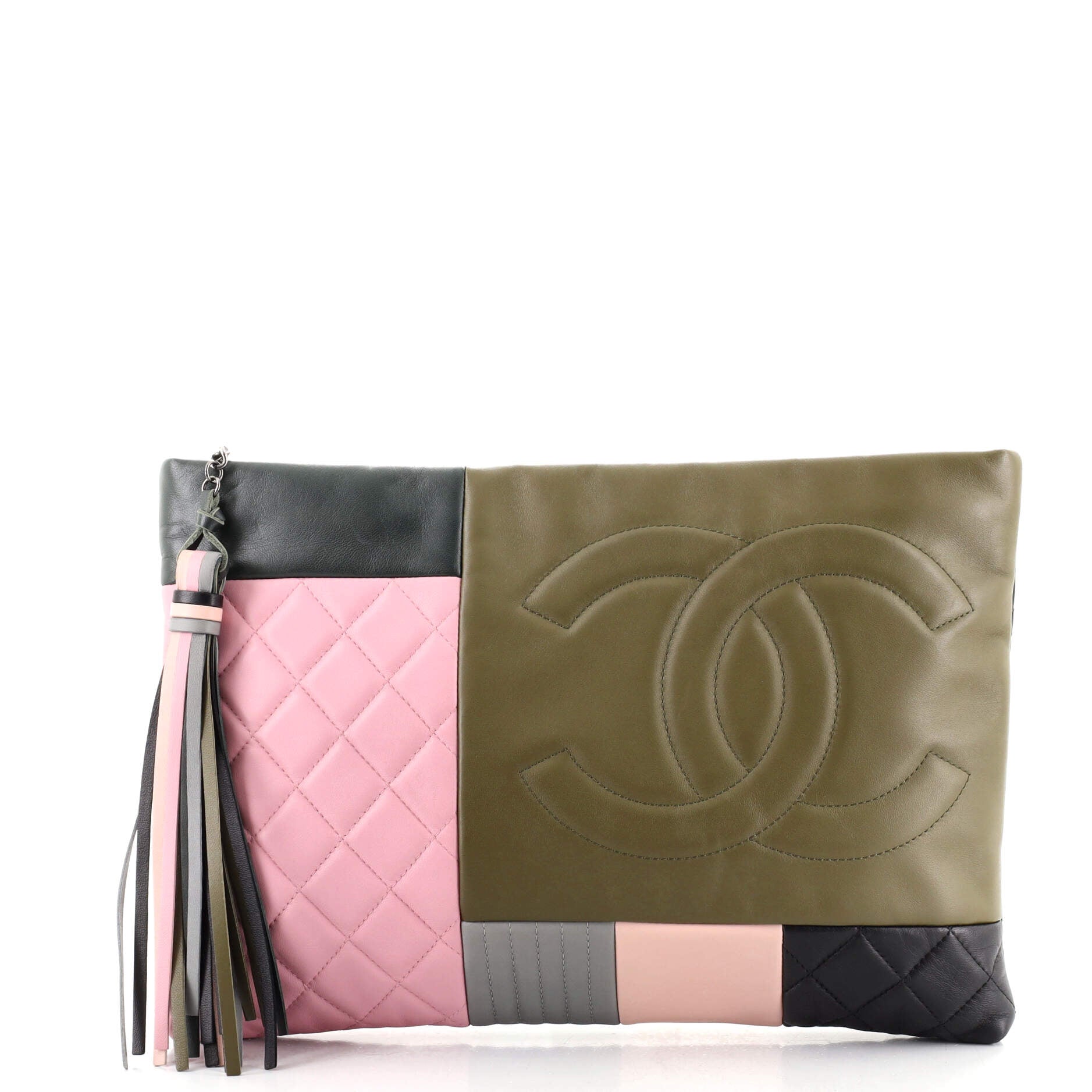 O Case Clutch Colorblock Leather Large