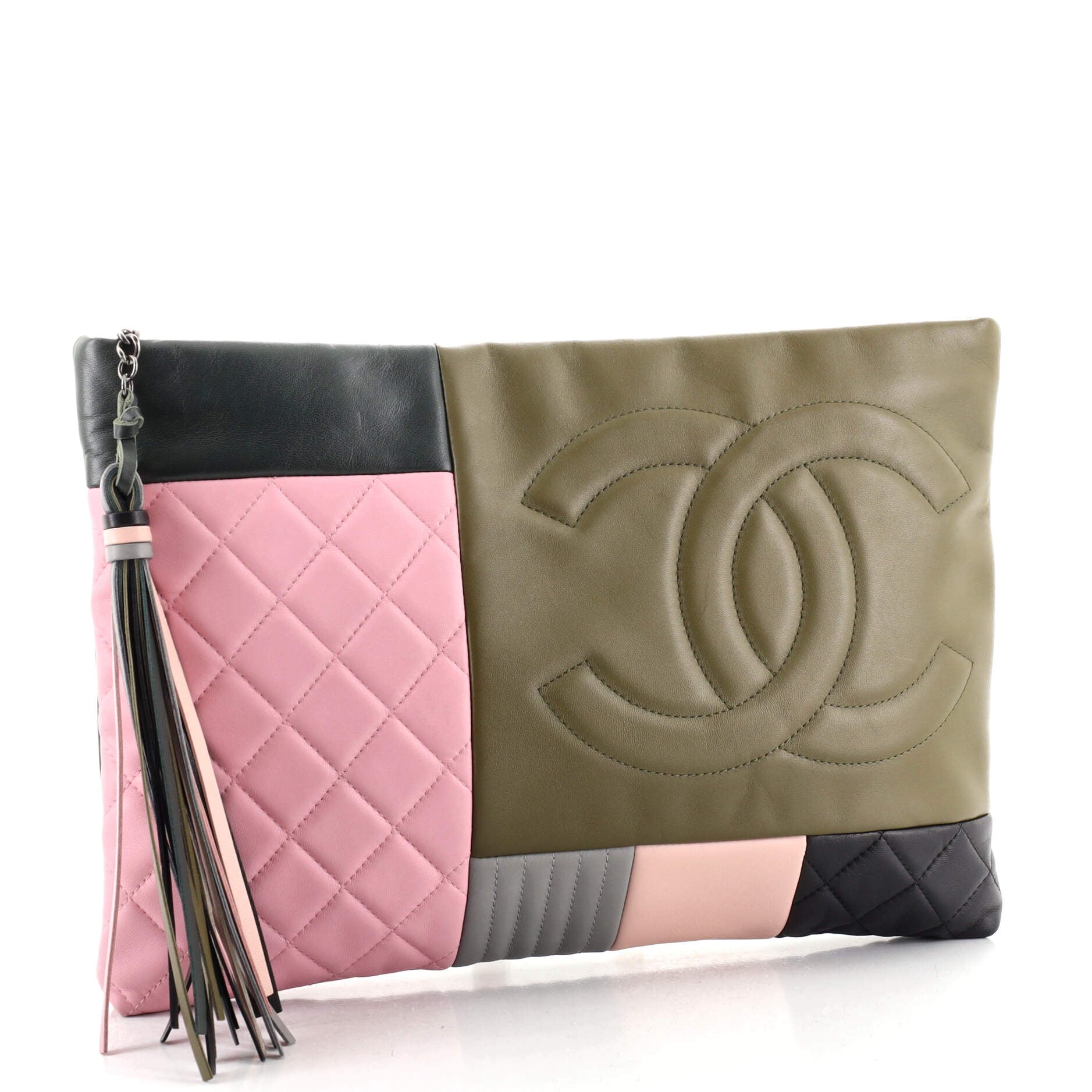 O Case Clutch Colorblock Leather Large