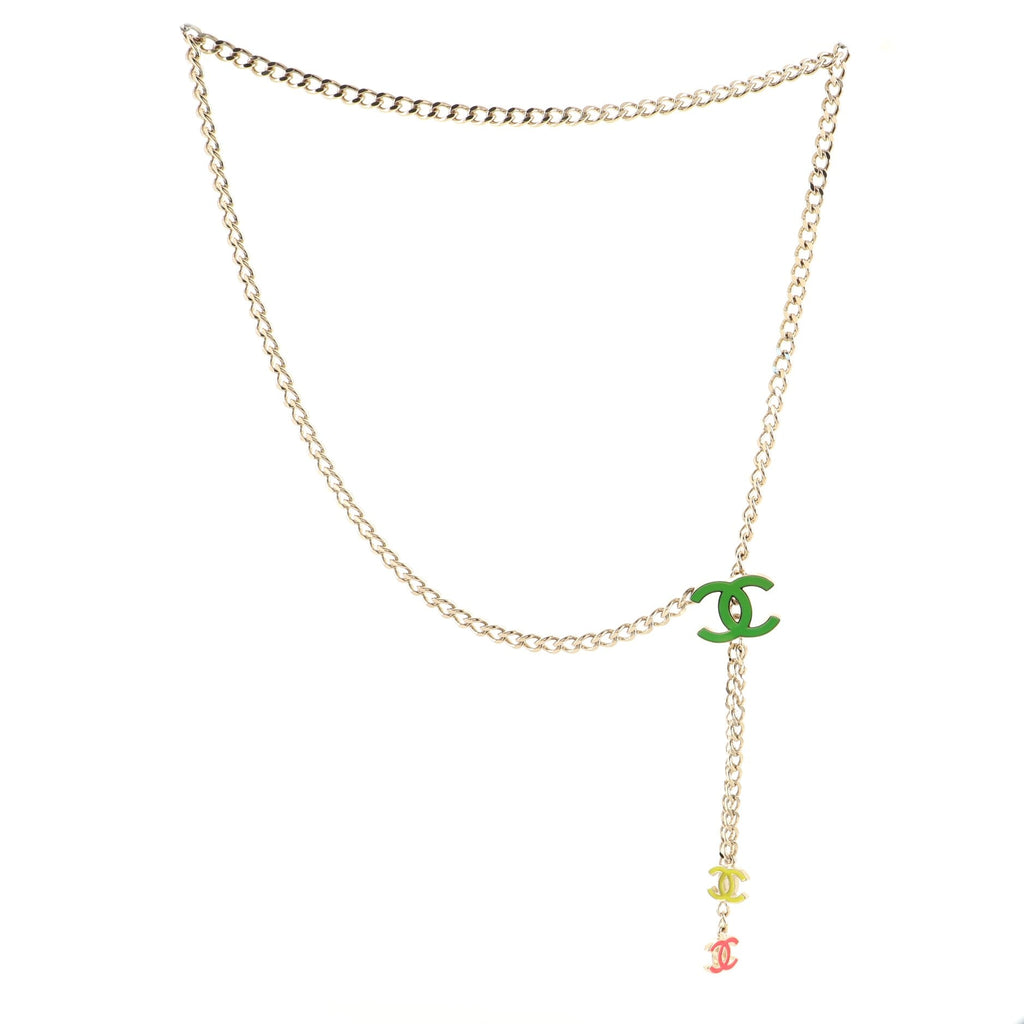 Tricolor CC Chain Belt Metal and Enamel 0