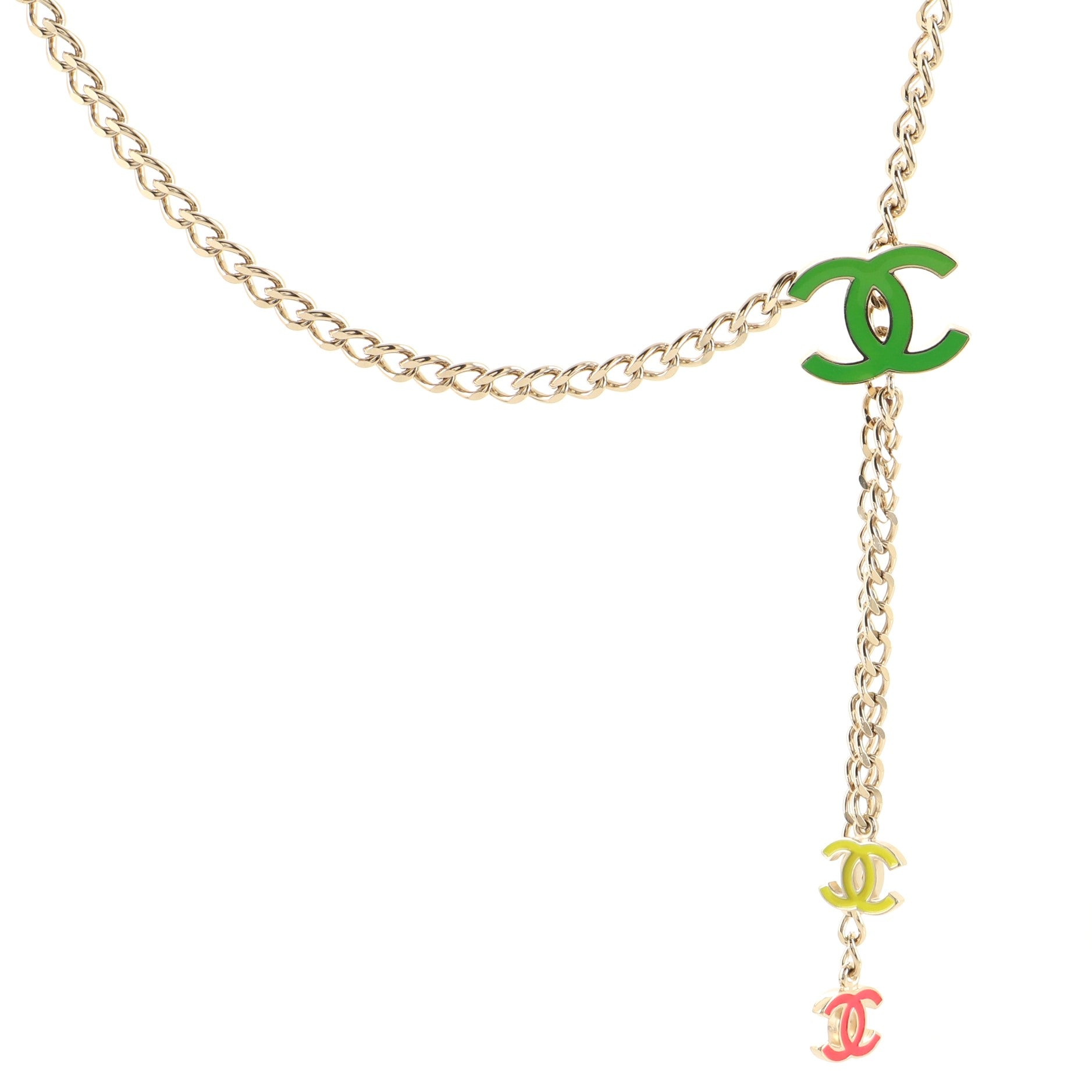 Tricolor CC Chain Belt Metal and Enamel 0