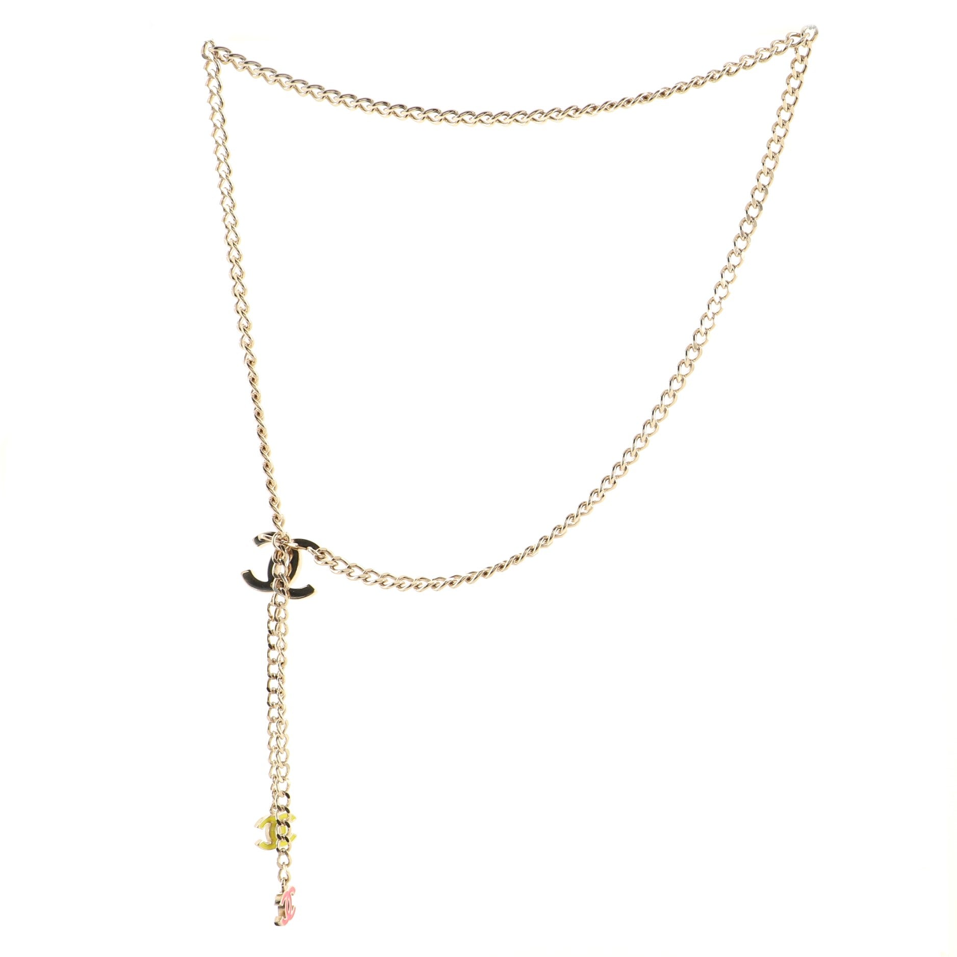 Tricolor CC Chain Belt Metal and Enamel 0