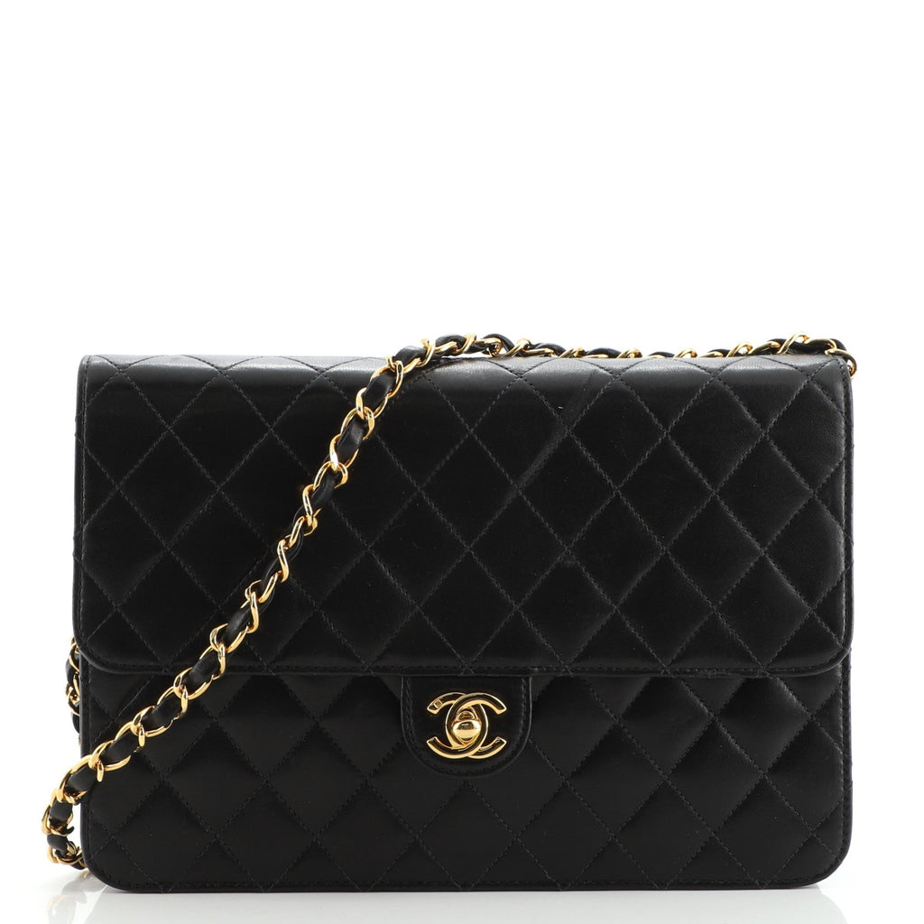 Vintage Clutch with Chain Quilted Leather Medium