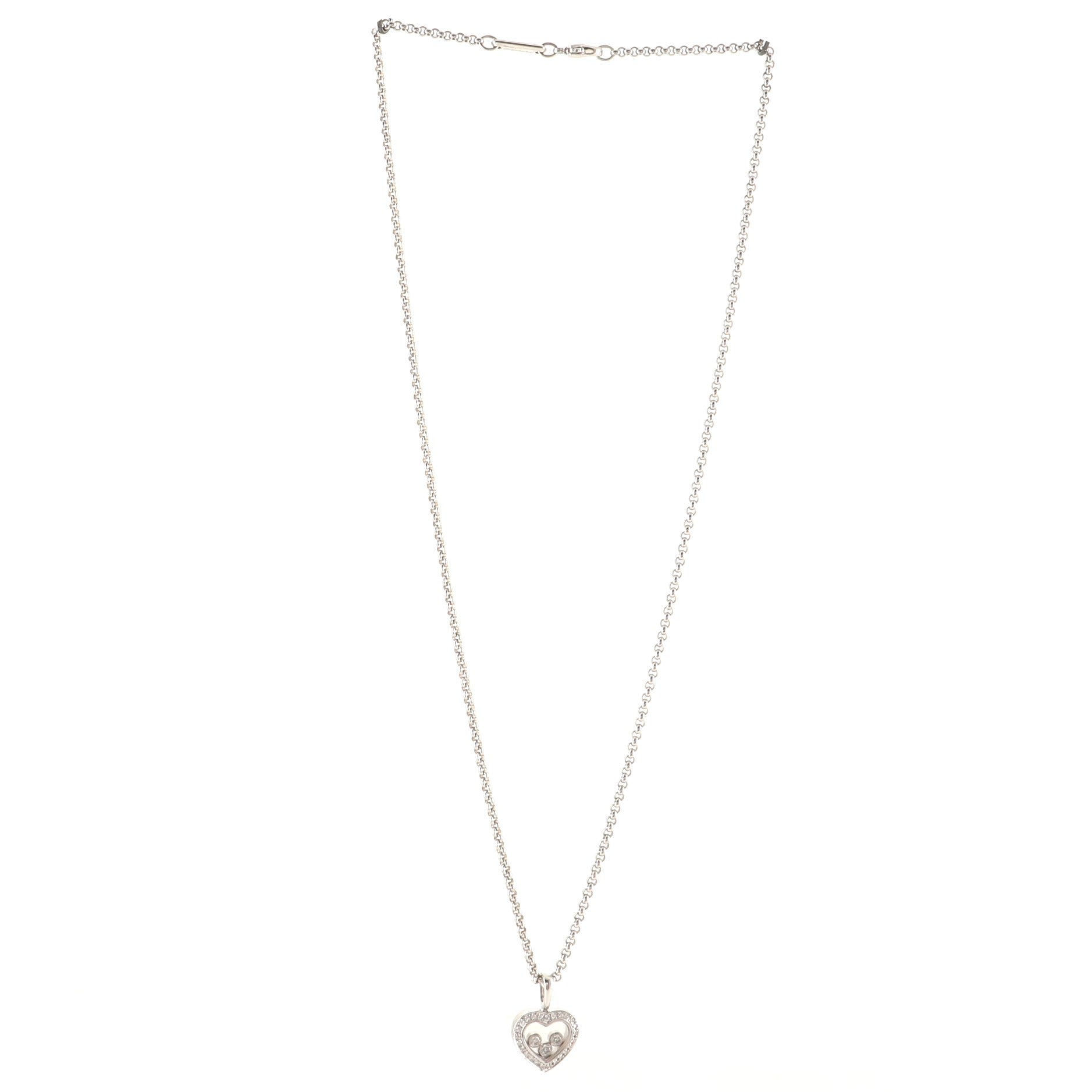 Happy Diamonds 3 Diamond Heart Pendant Necklace 18K White Gold and Diamonds