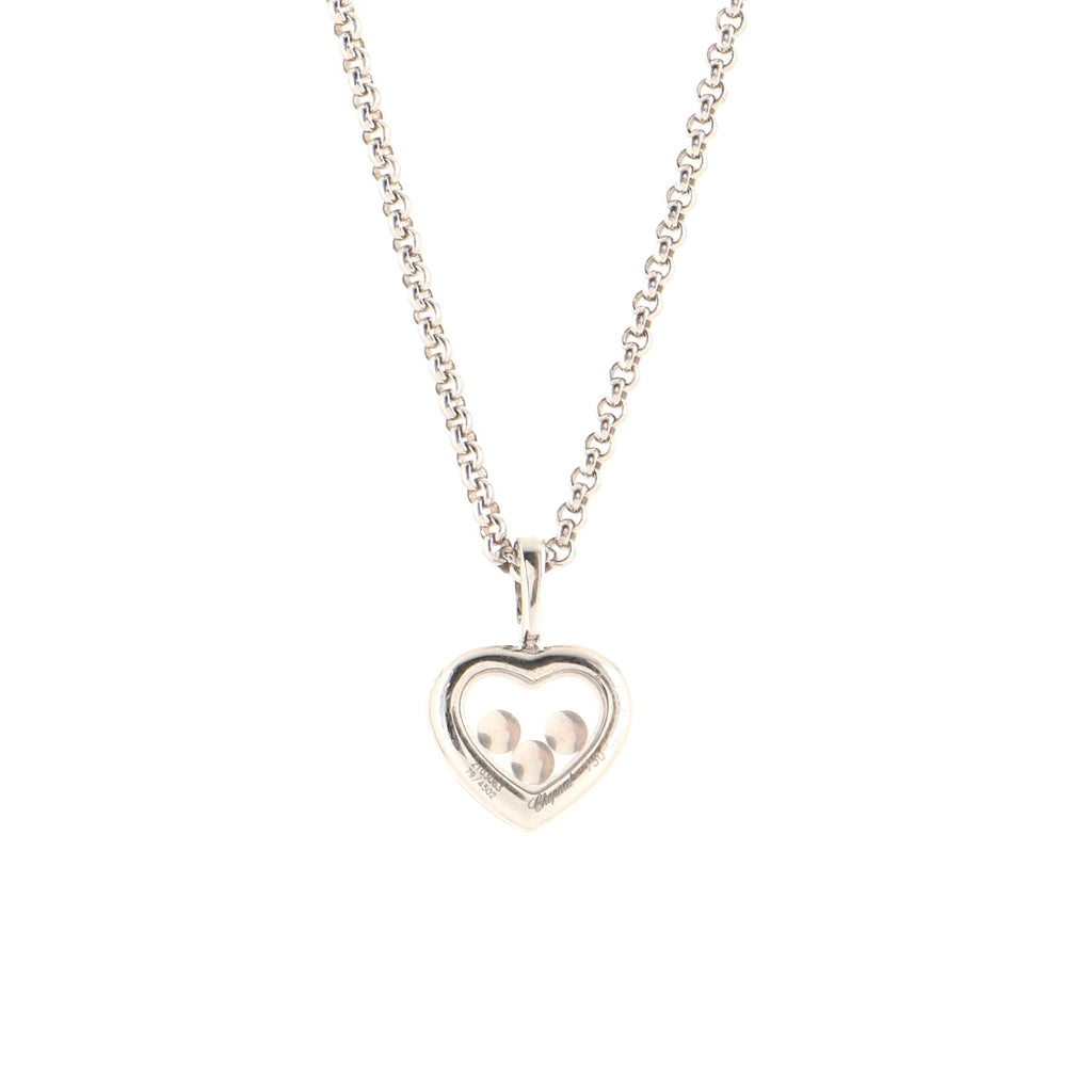 Happy Diamonds 3 Diamond Heart Pendant Necklace 18K White Gold and Diamonds