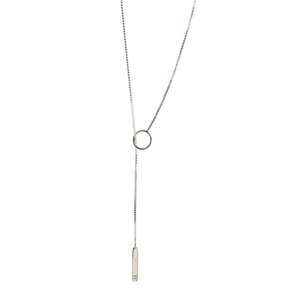 Logo Lariat Necklace 18K White Gold