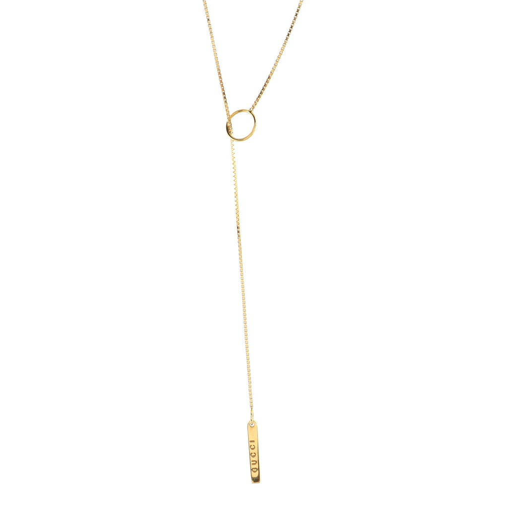 Logo Lariat Necklace 18K Yellow Gold