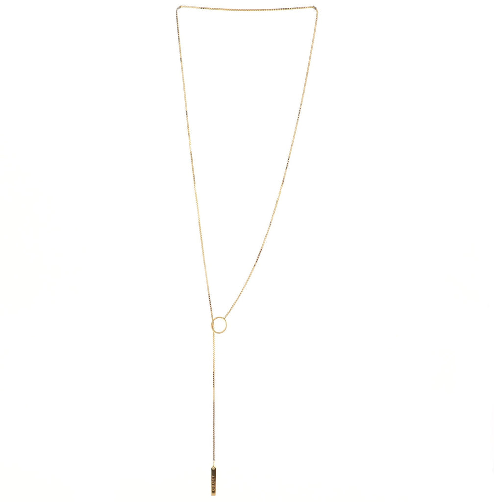 Logo Lariat Necklace 18K Yellow Gold