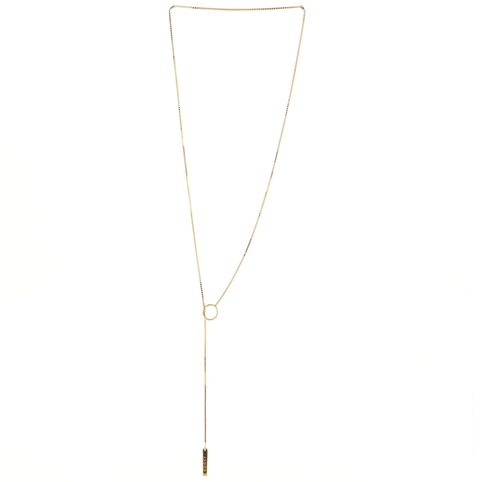 Logo Lariat Necklace 18K Yellow Gold
